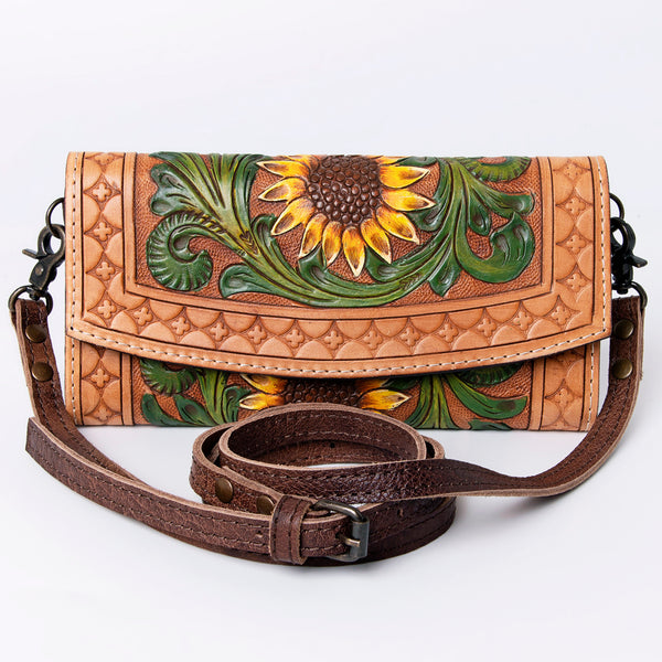 ADBG889 American Darling Hand Tooled Leather Wallet | Western Tooled Crossbody Wallet
