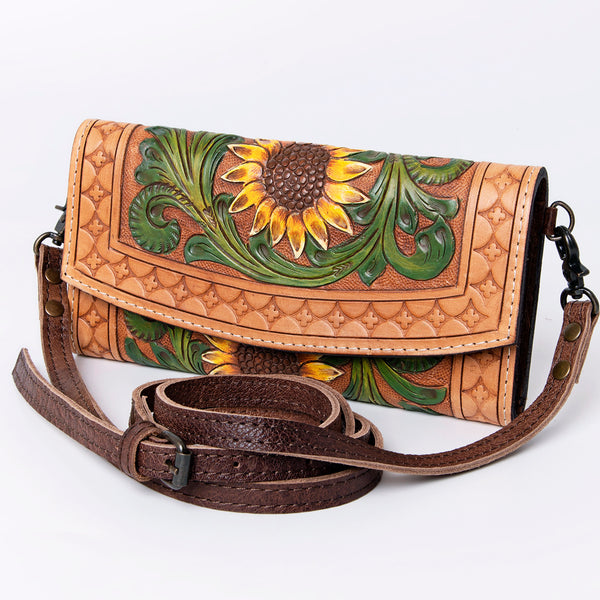 ADBG889 American Darling Hand Tooled Leather Wallet | Western Tooled Crossbody Wallet