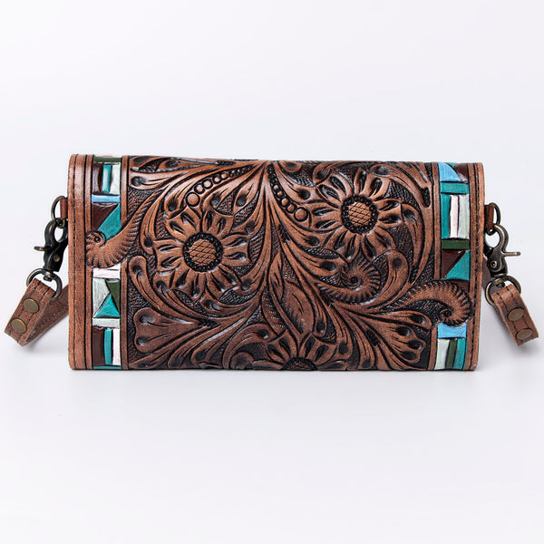 ADBG889 American Darling Hand Tooled Leather Wallet | Western Tooled Crossbody Wallet