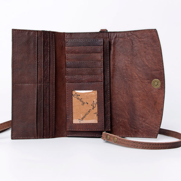 ADBG889 American Darling Hand Tooled Leather Wallet | Western Tooled Crossbody Wallet