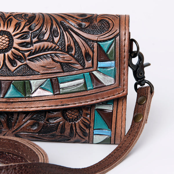 ADBG889 American Darling Hand Tooled Leather Wallet | Western Tooled Crossbody Wallet