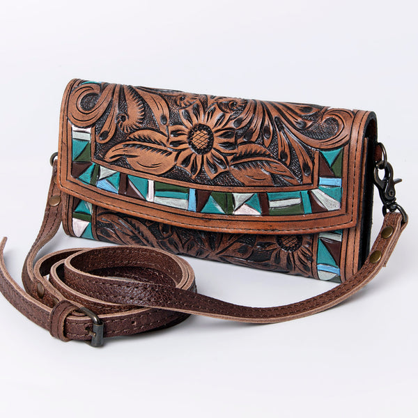 ADBG889 American Darling Hand Tooled Leather Wallet | Western Tooled Crossbody Wallet