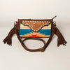 ADBGA188 American Darling Southwestern Wool & Leather Fringe Crossbody Bag with Hand-Tooled Flap