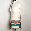 ADBGA188 American Darling Southwestern Wool & Leather Fringe Crossbody Bag with Hand-Tooled Flap