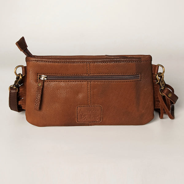 ADBGA188 American Darling Southwestern Wool & Leather Fringe Crossbody Bag with Hand-Tooled Flap