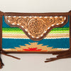 ADBGA188 American Darling Southwestern Wool & Leather Fringe Crossbody Bag with Hand-Tooled Flap