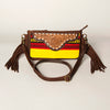 ADBGA188 American Darling Southwestern Wool & Leather Fringe Crossbody Bag with Hand-Tooled Flap