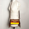 ADBGA188 American Darling Southwestern Wool & Leather Fringe Crossbody Bag with Hand-Tooled Flap