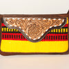 ADBGA188 American Darling Southwestern Wool & Leather Fringe Crossbody Bag with Hand-Tooled Flap