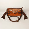 ADBGA188 American Darling Southwestern Wool & Leather Fringe Crossbody Bag with Hand-Tooled Flap