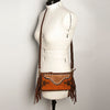 ADBGA188 American Darling Southwestern Wool & Leather Fringe Crossbody Bag with Hand-Tooled Flap