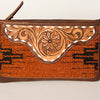 ADBGA188 American Darling Southwestern Wool & Leather Fringe Crossbody Bag with Hand-Tooled Flap