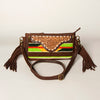 ADBGA188 American Darling Southwestern Wool & Leather Fringe Crossbody Bag with Hand-Tooled Flap