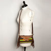 ADBGA188 American Darling Southwestern Wool & Leather Fringe Crossbody Bag with Hand-Tooled Flap