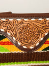 ADBGA188 American Darling Southwestern Wool & Leather Fringe Crossbody Bag with Hand-Tooled Flap