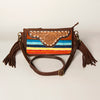 ADBGA188 American Darling Southwestern Wool & Leather Fringe Crossbody Bag with Hand-Tooled Flap