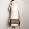 ADBGA188 American Darling Southwestern Wool & Leather Fringe Crossbody Bag with Hand-Tooled Flap