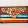 ADBGA188 American Darling Southwestern Wool & Leather Fringe Crossbody Bag with Hand-Tooled Flap