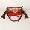 ADBGA188 American Darling Southwestern Wool & Leather Fringe Crossbody Bag with Hand-Tooled Flap