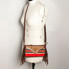 ADBGA188 American Darling Southwestern Wool & Leather Fringe Crossbody Bag with Hand-Tooled Flap