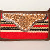 ADBGA188 American Darling Southwestern Wool & Leather Fringe Crossbody Bag with Hand-Tooled Flap
