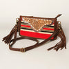 ADBGA188 American Darling Southwestern Wool & Leather Fringe Crossbody Bag with Hand-Tooled Flap