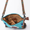 ADBG891 American Darling Hand-Woven Saddle Blanket Large Cross body Bag | Tooled Leather Fringed Purse