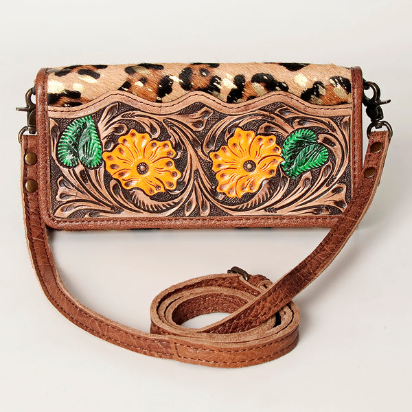 ADBG486 Handcrafted Genuine Leather and Hair on Hide Crossbody with Stitching