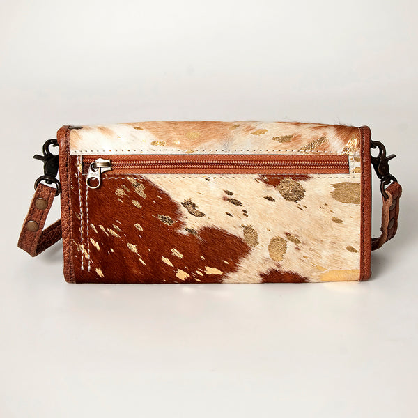 ADBG486 Handcrafted Genuine Leather and Hair on Hide Crossbody with Stitching