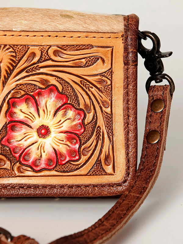 ADBG486 Handcrafted Genuine Leather and Hair on Hide Crossbody with Stitching
