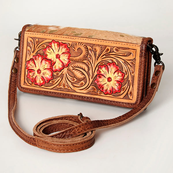 ADBG486 Handcrafted Genuine Leather and Hair on Hide Crossbody with Stitching