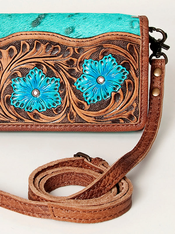 ADBG486 Handcrafted Genuine Leather and Hair on Hide Crossbody with Stitching