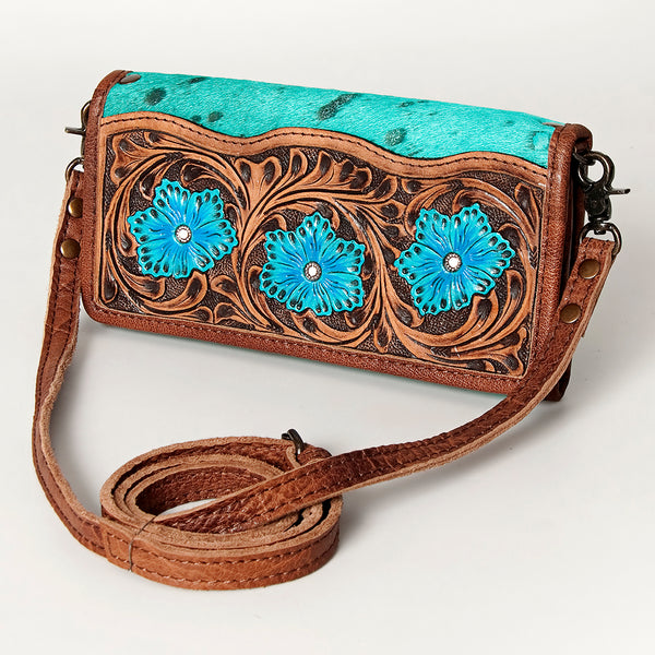 ADBG486 Handcrafted Genuine Leather and Hair on Hide Crossbody with Stitching