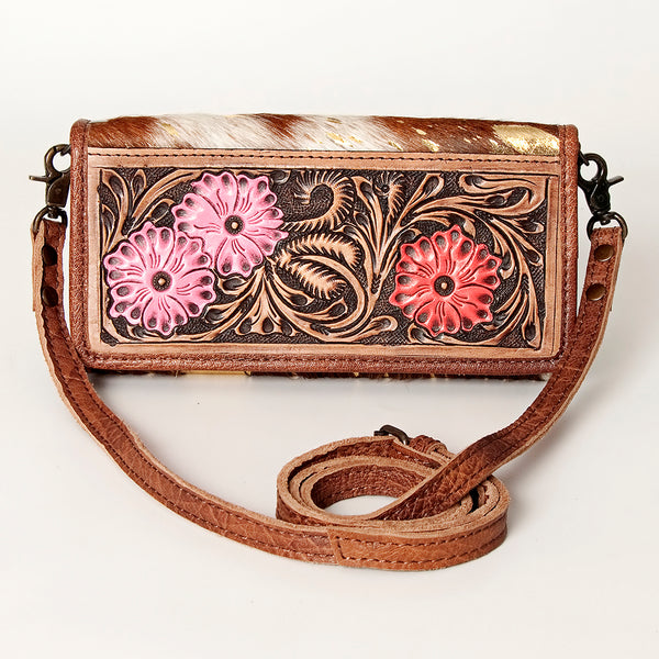 ADBG486 Handcrafted Genuine Leather and Hair on Hide Crossbody with Stitching
