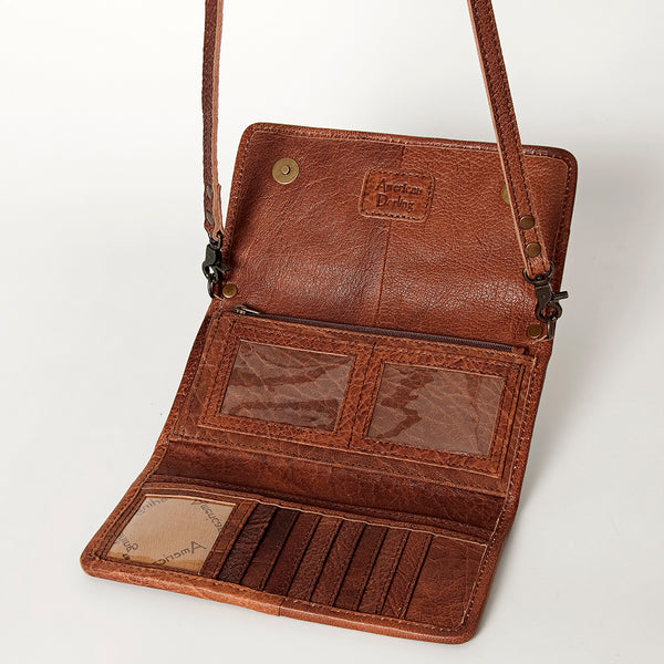 ADBG486 Handcrafted Genuine Leather and Hair on Hide Crossbody with Stitching