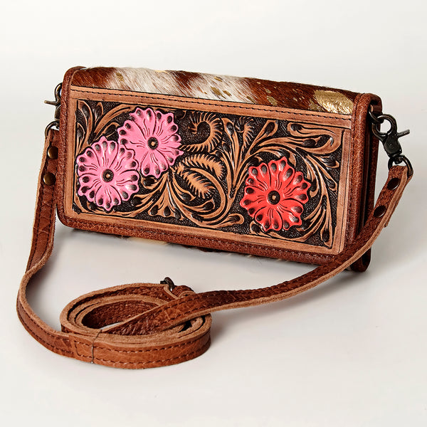 ADBG486 Handcrafted Genuine Leather and Hair on Hide Crossbody with Stitching