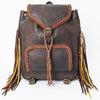 ADBGM275 Western Leather Backpack - Braided Trim, Fringe & Buckle Closure