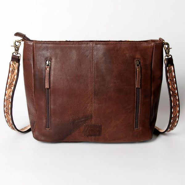 ADBGA286 American Darling Geometric Woven Pattern Tooled Leather Crossbody Bag