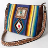 ADBGA286 American Darling Geometric Woven Pattern Tooled Leather Crossbody Bag
