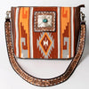 ADBGA286 American Darling Geometric Woven Pattern Tooled Leather Crossbody Bag