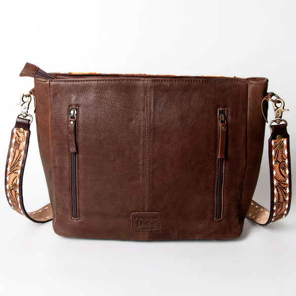 ADBGA286 American Darling Geometric Woven Pattern Tooled Leather Crossbody Bag