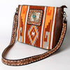 ADBGA286 American Darling Geometric Woven Pattern Tooled Leather Crossbody Bag
