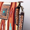 ADBGA269 American Darling Aztec Pattern Woven Tooled Leather Fringed Crossbody