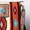 ADBGA269 American Darling Aztec Pattern Woven Tooled Leather Fringed Crossbody