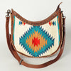 ADBG699 American Darling Handcrafted Hand Tooled Leather and Saddle Blanket Crossbody Bag