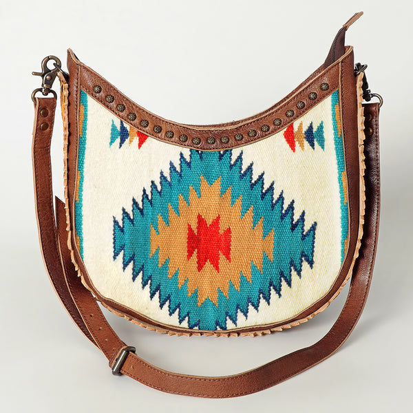 ADBG699 American Darling Handcrafted Hand Tooled Leather and Saddle Blanket Crossbody Bag