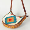 ADBG699 American Darling Handcrafted Hand Tooled Leather and Saddle Blanket Crossbody Bag
