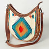 ADBG699 American Darling Handcrafted Hand Tooled Leather and Saddle Blanket Crossbody Bag