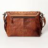 ADBG843 American Darling Hand Tooled Floral Leather & Hair-On Cowhide Cross body Bag with Fringes