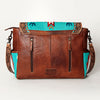 ADBG842 American Darling Western Messenger Bag Hand Tooled Floral with Hand Woven Saddle Blanket